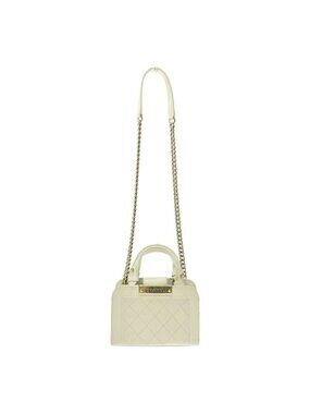 Chanel Quilted Leather Click Label Shoulder Bag White